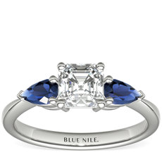 Classic Pear Shaped Sapphire Engagement Ring Setting in Platinum
